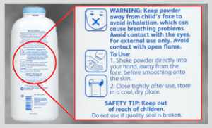 Talcum Label, No Cancer Warning