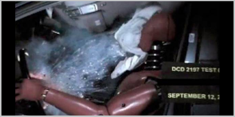 Airbag crash test with shrapnel