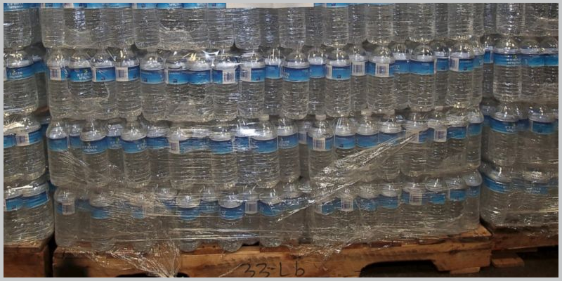 Pallet of water bottles