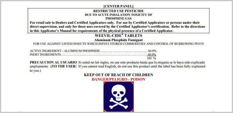 Weevil-Cide warning label