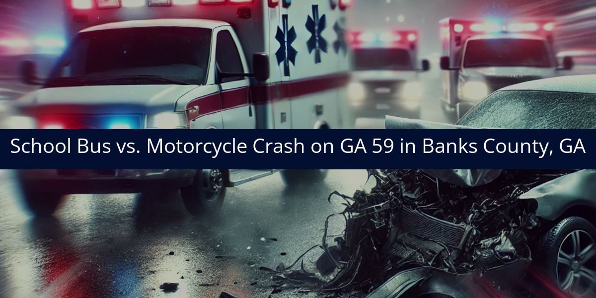 One Injured in School Bus vs. Motorcycle Crash on GA 59 in Banks County, GA
